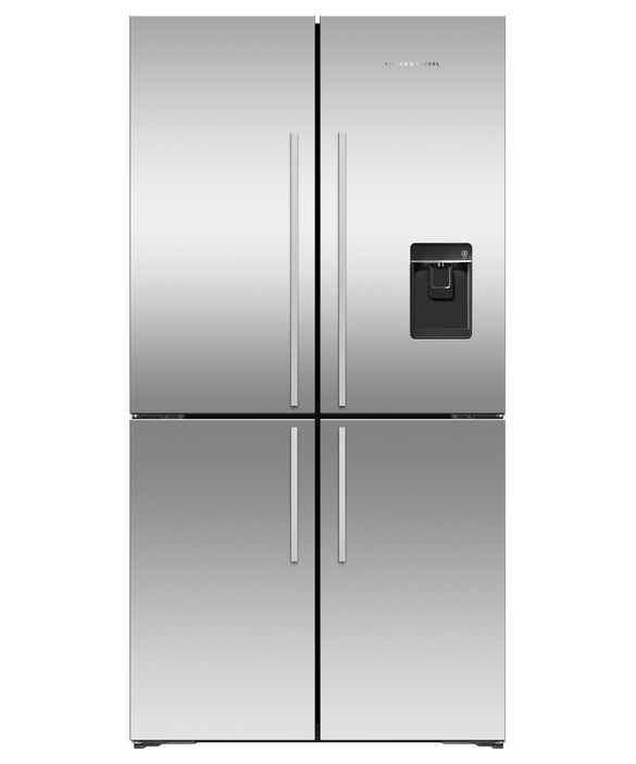 Freestanding Quad Door Refrigerator Freezer, 90.5cm, 538L, Ice & Water, pdp