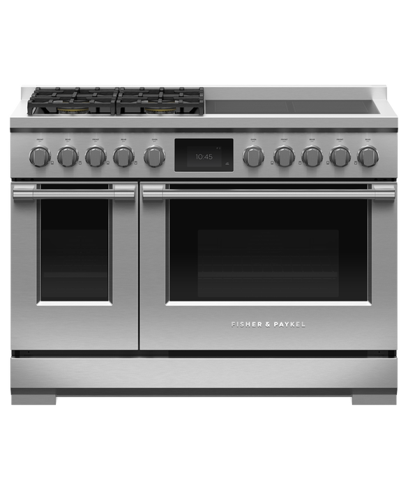 Dual Fuel Range, 48", 4 Burners, 4 Induction Zones, Self-cleaning, pdp