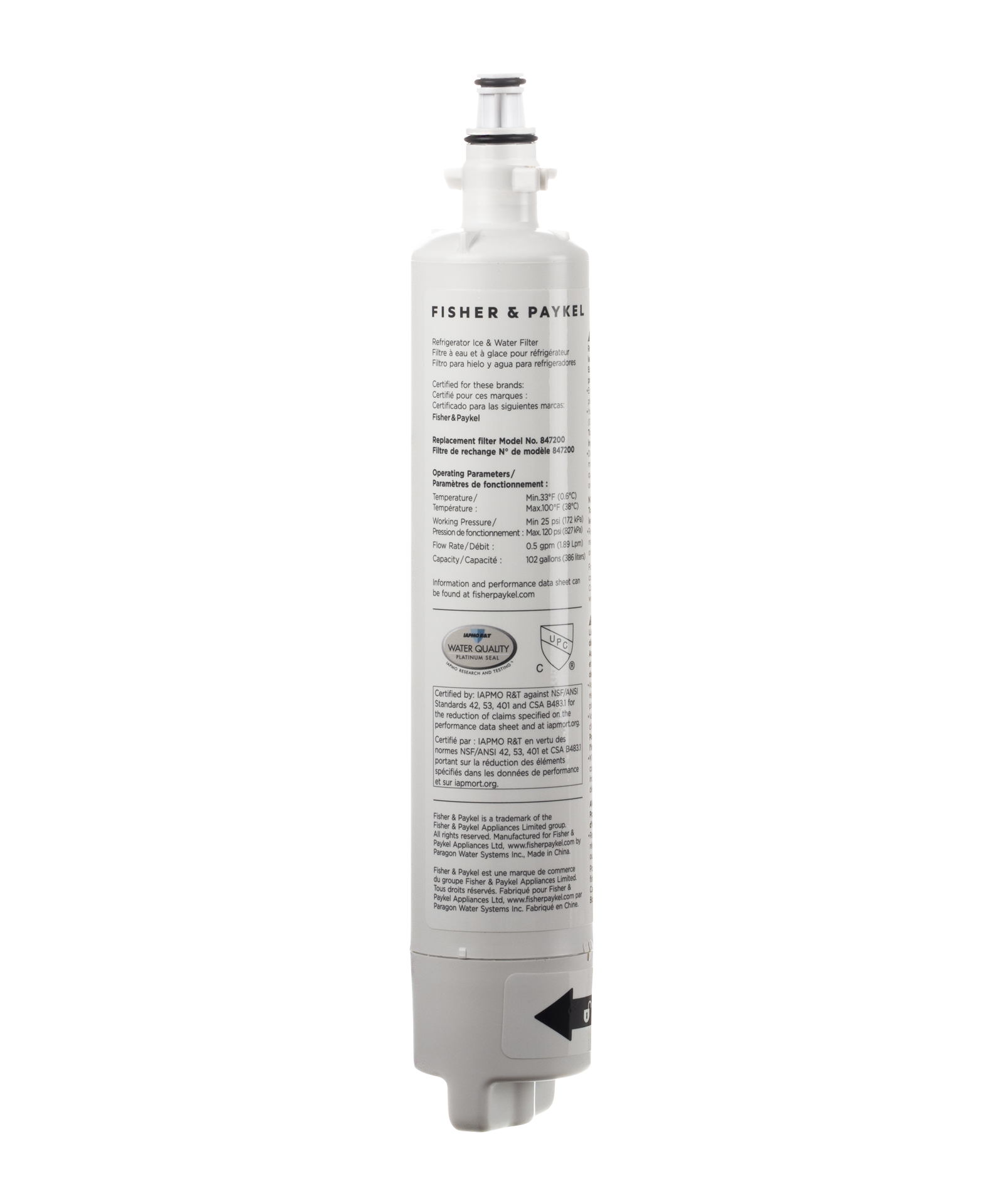 E422 E402 RF610 RF605QDUVX1 3 RS9120W Activesmart Integrated RF522 AQUACREST 847200 Fridge Water Filter Compatible with Fisher & Paykel 847200 RF605Q RS36 RS90A RF522ADUX5 RS9120 E522 