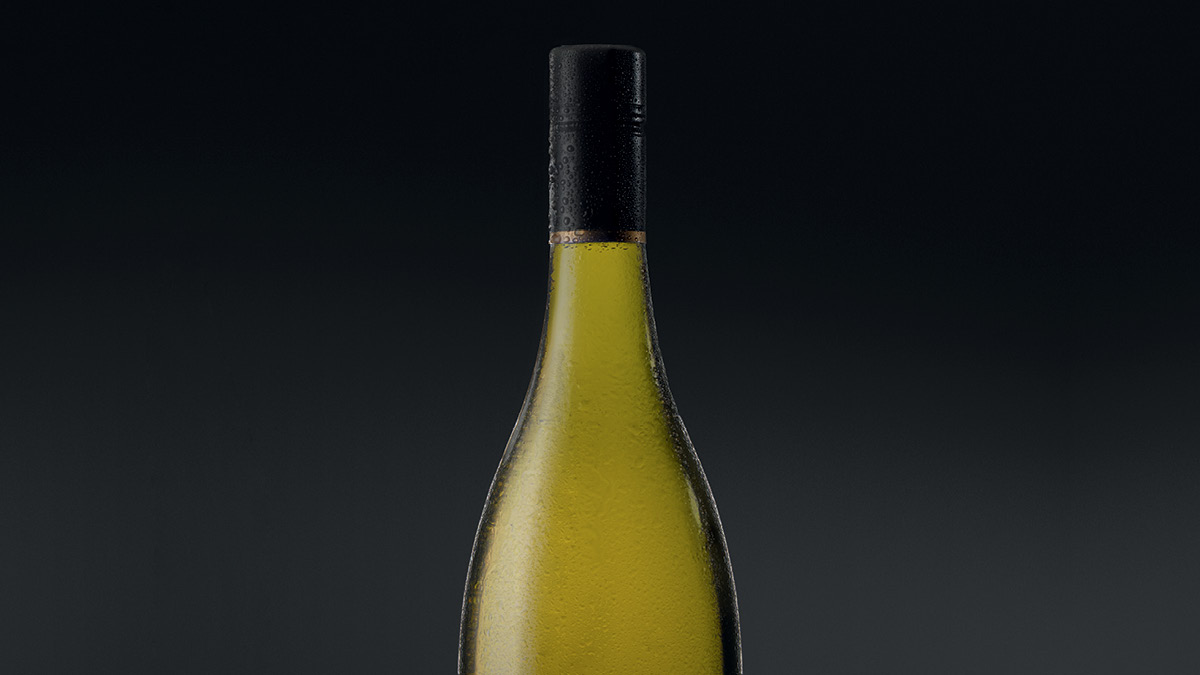 close up of a wine bottle.