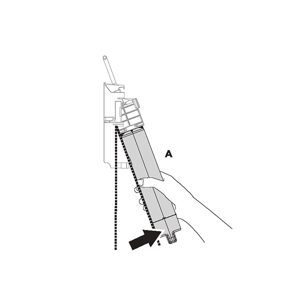 diagram showing how to detach a water filter from the wall