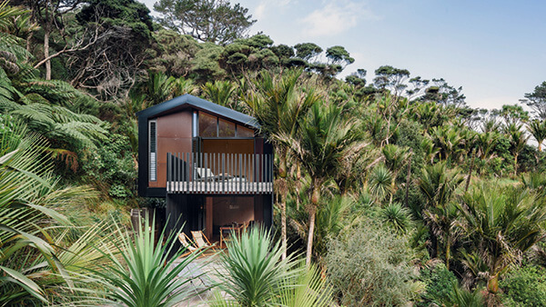 exterior view of a house in native bush