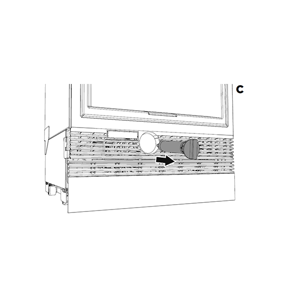 diagram showing the water filter tool being removed.