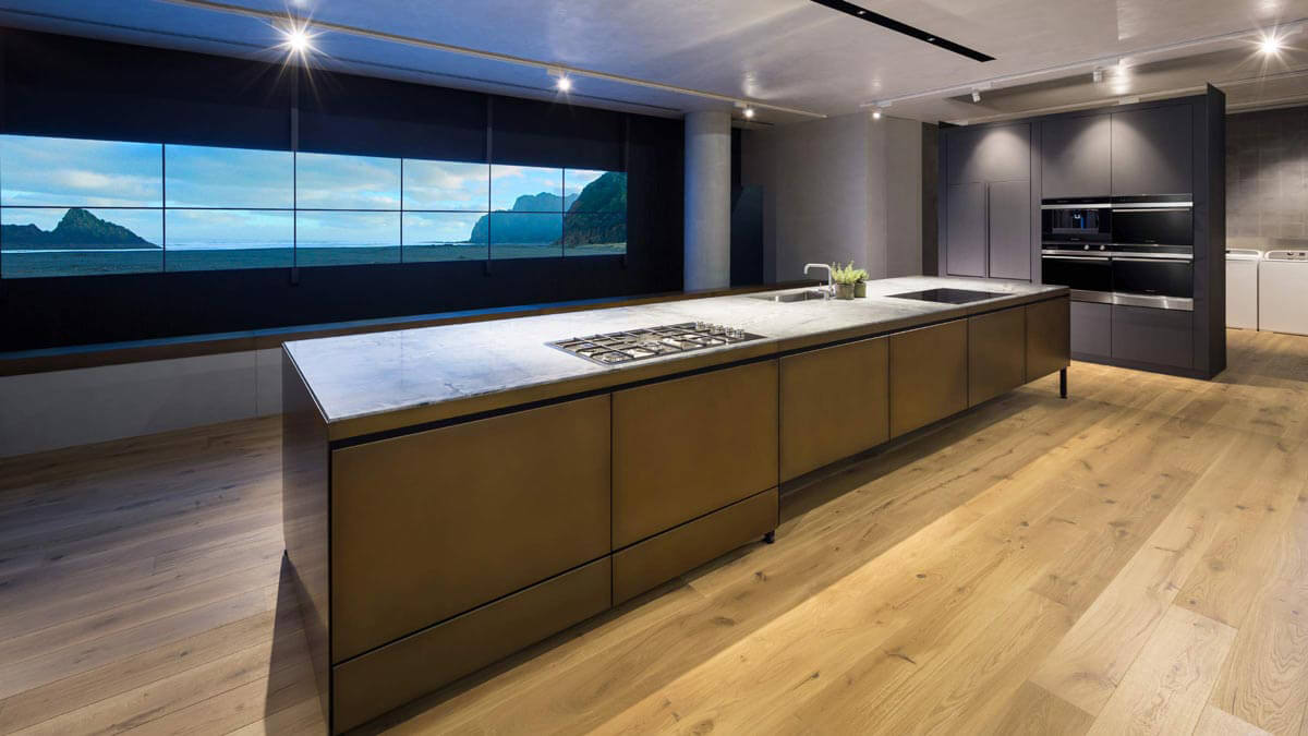Demonstration Kitchen Featuring Fisher & Paykel Appliances at Newyork Experience Center.