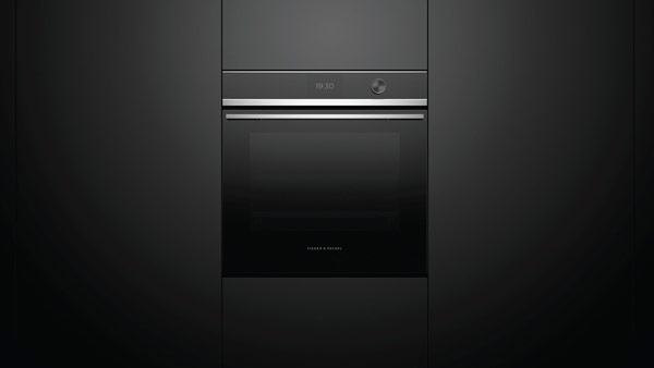 Built-in Convection and Steam Combo Oven Integrated Set into Black Cabinetry.