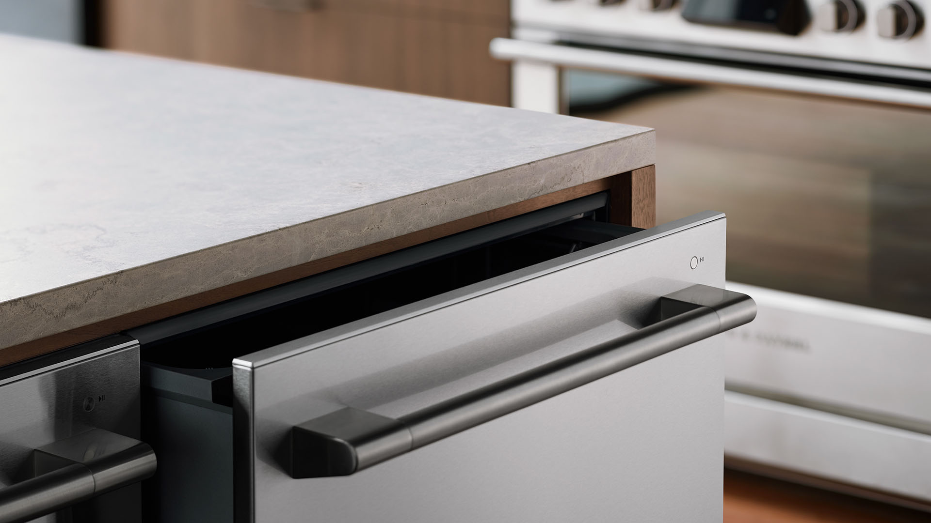 Shot of the Contemporary-style Dishwasher with the drawer ajar