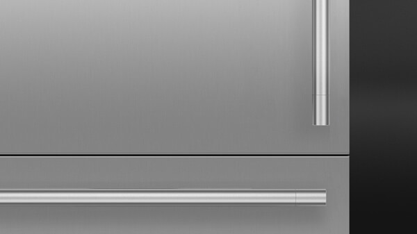 Silver Professional Style Refrigeration Set into White Cabinetry.