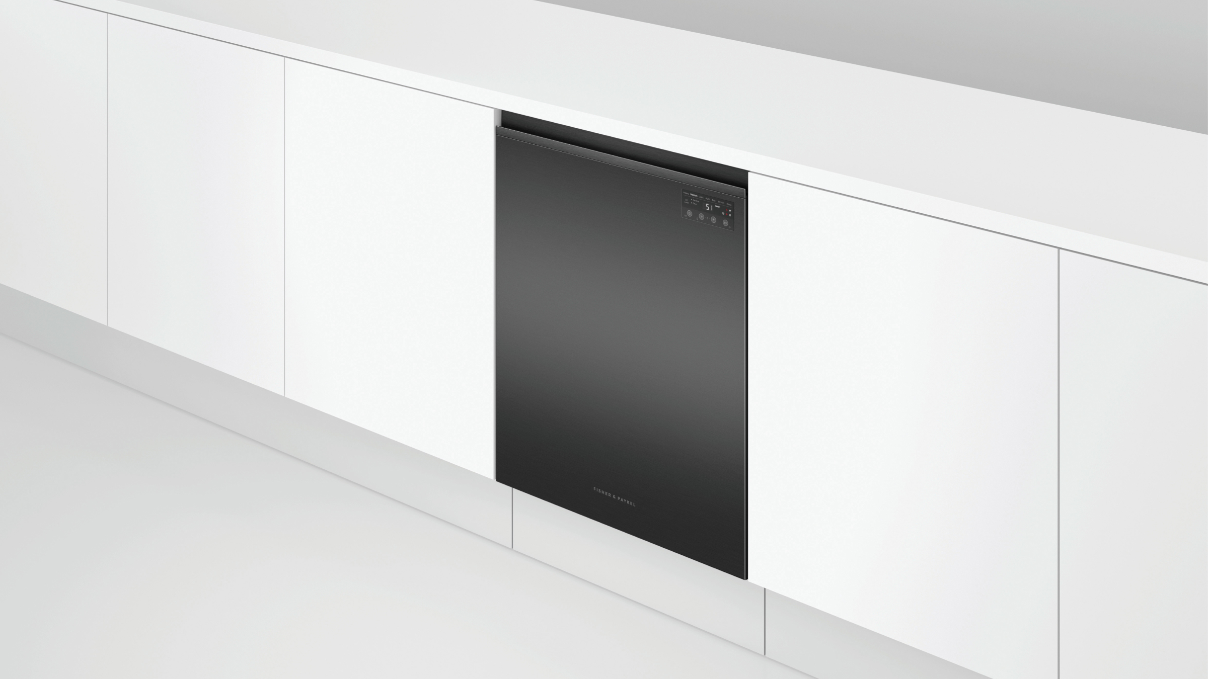 Integrated black stainless drop door dishwasher insitu