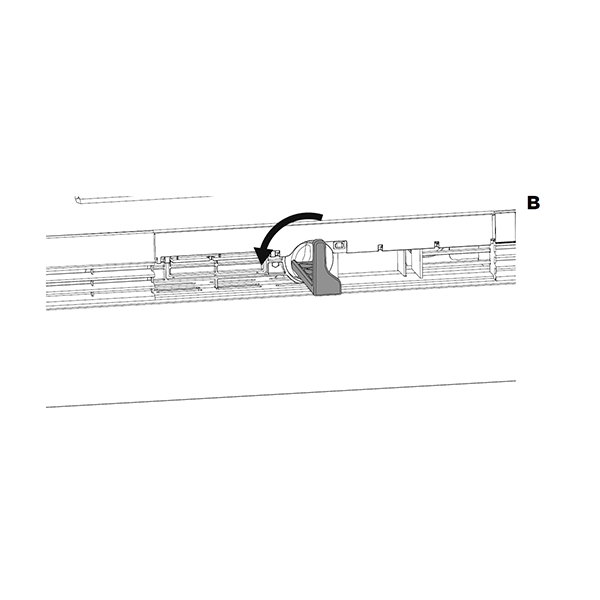 diagram showing the water filter tool being rotated to unlock the filter.