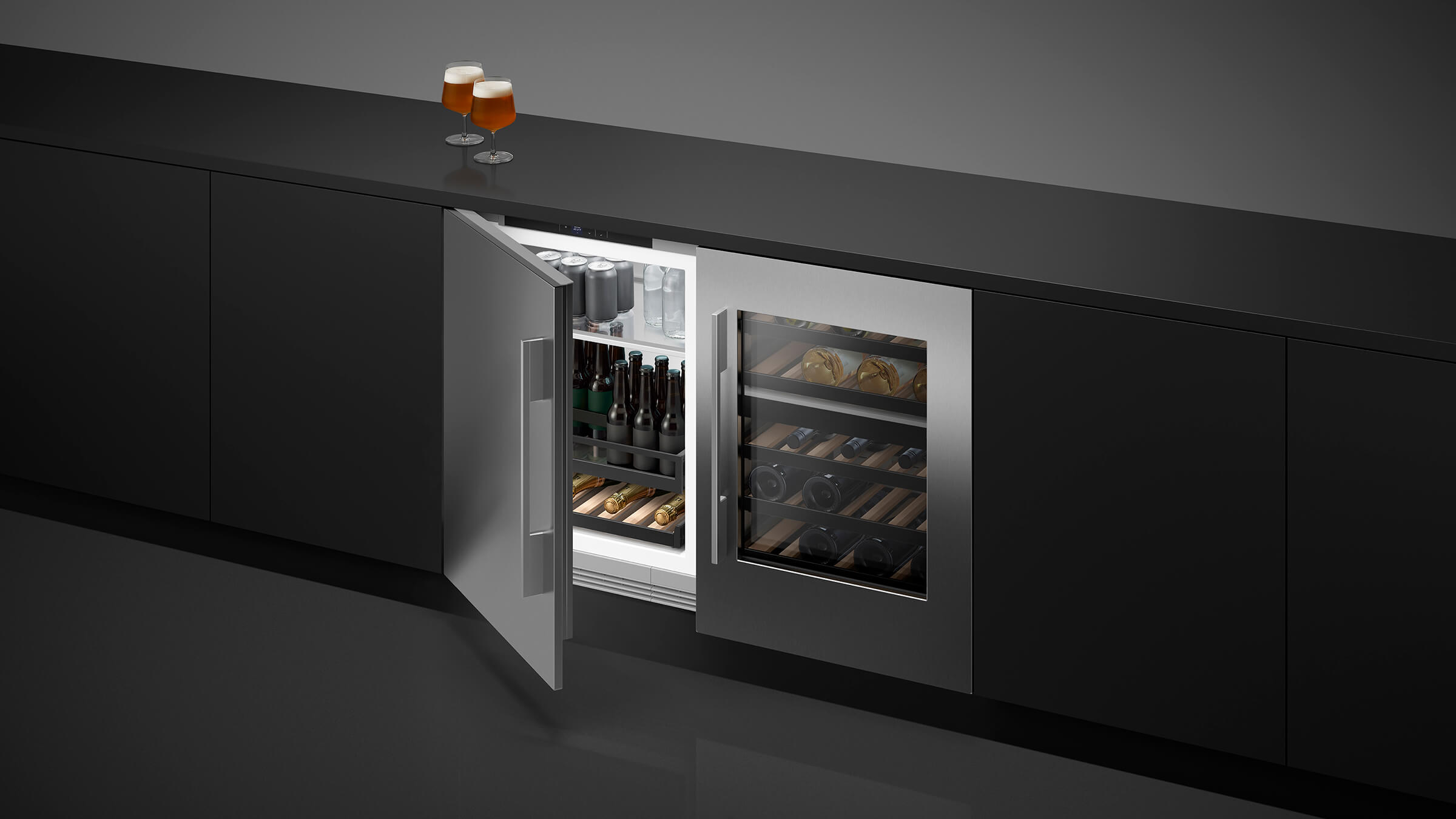 Glass door integrated unit highlighting visibility