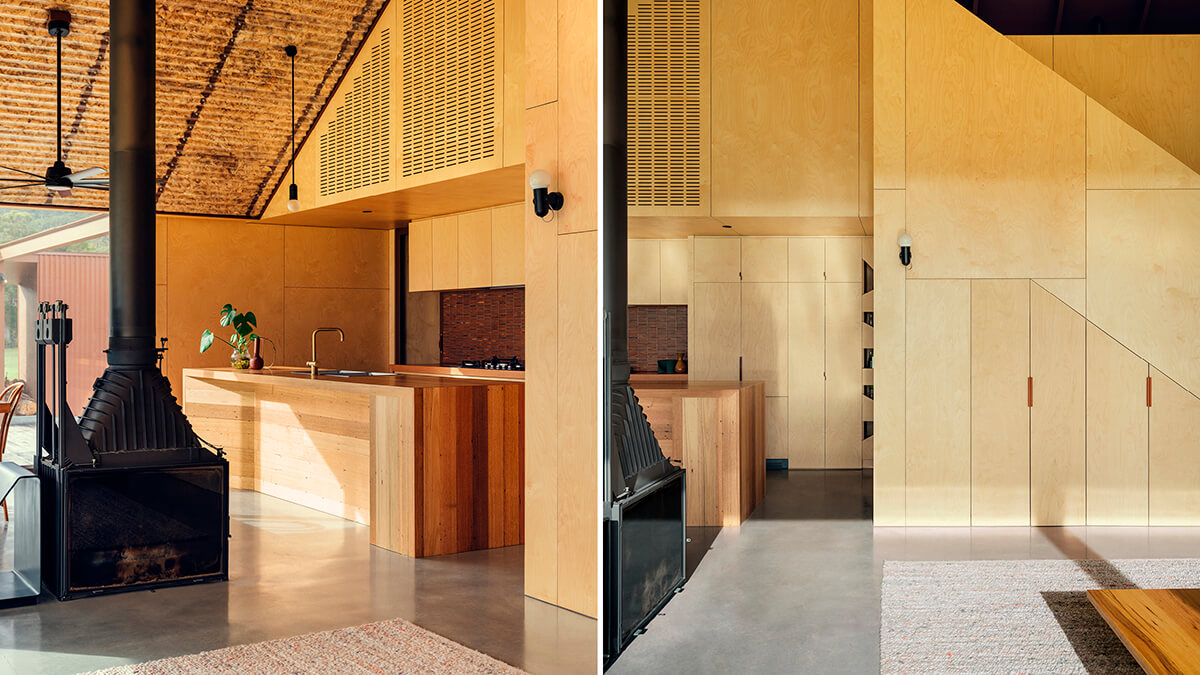 Interior shot of the wider kitchen and living area in Coopworth House.