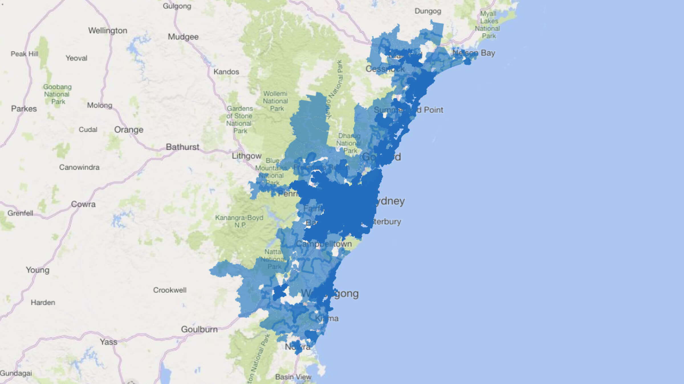 New South Wales delivery map