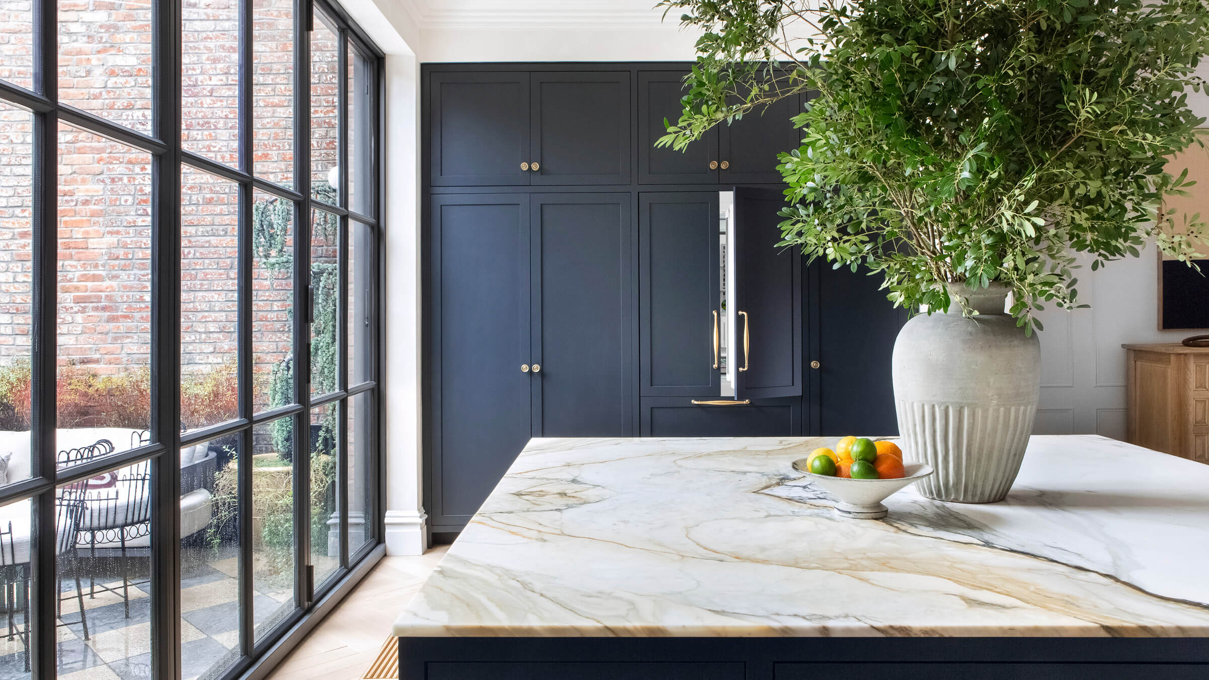 Brooklyn Brownstone Kitchen and Large Black French Doors