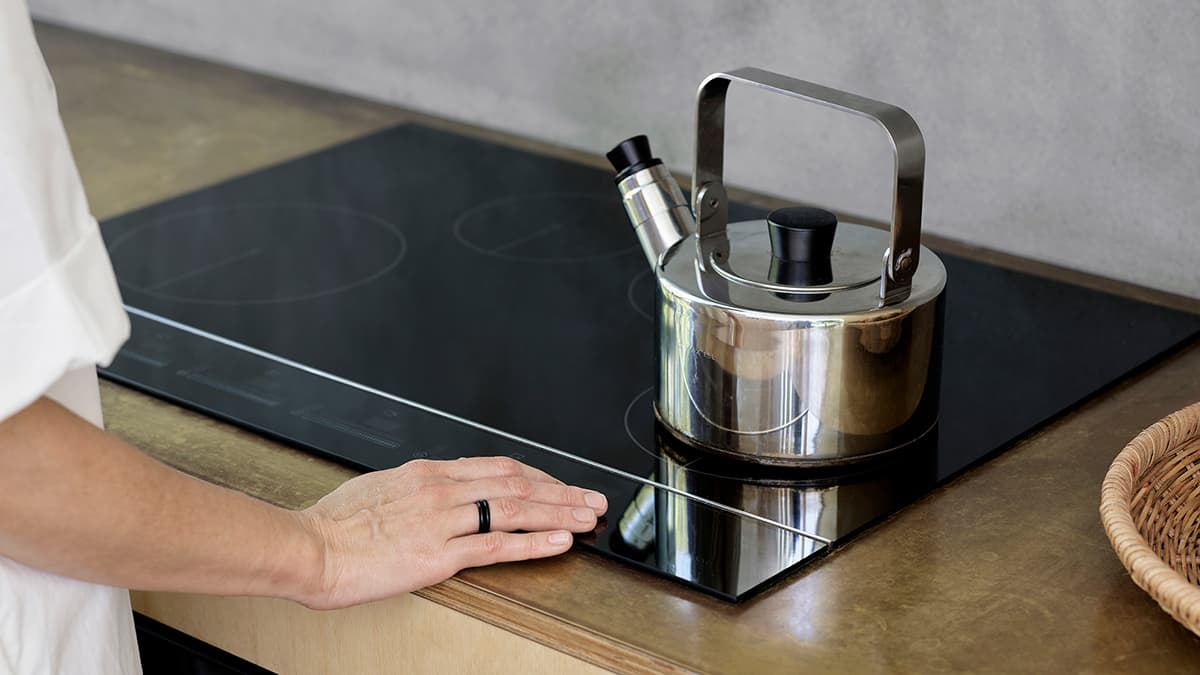 Top view of the contemporary induction cooktop