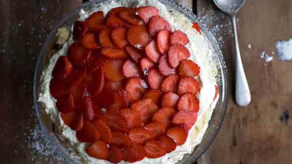 Strawberry Shortcake in a Glass Bowl