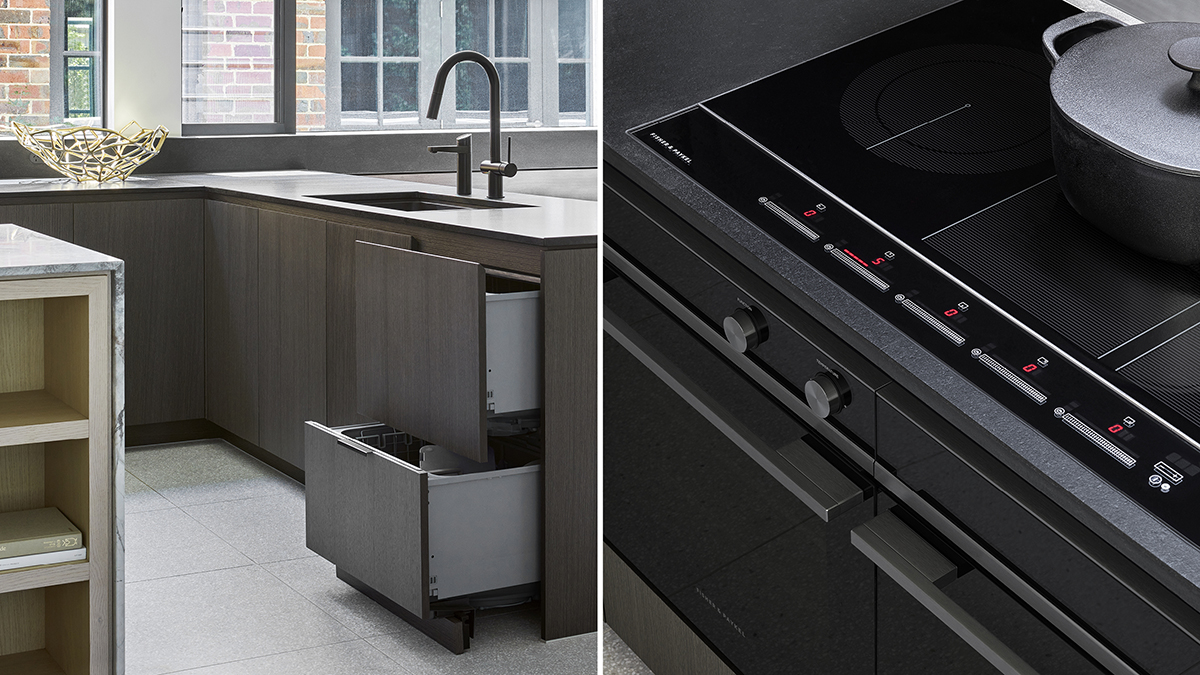 Kitchen sink featuring an integrated double DishDrawer™ dishwasher and a top view of a minimal cookotp