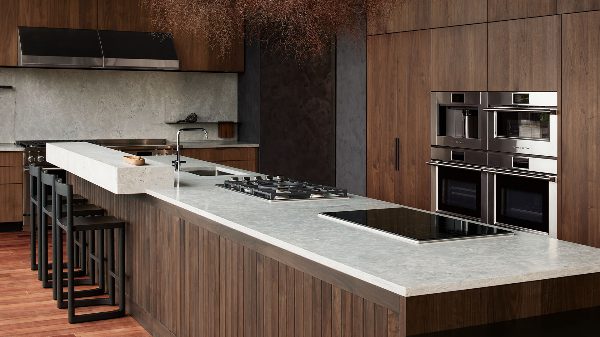 Shot of the kitchen island, showcasing the Contemporary Gas Hob