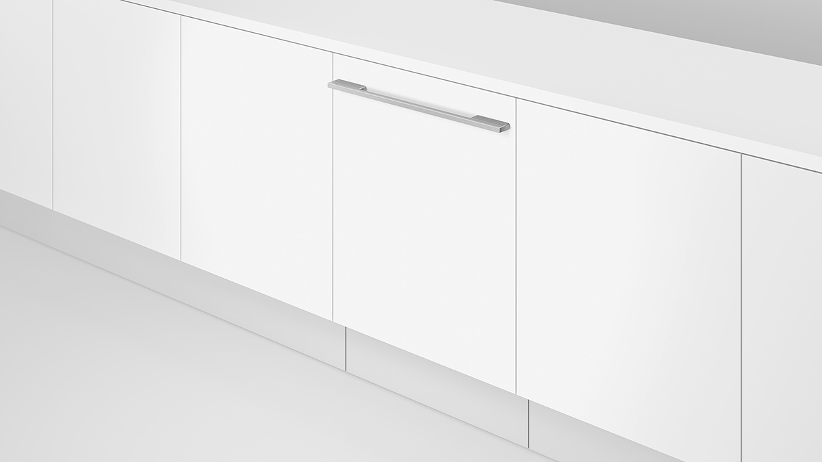 Integrated 60 centimetre bottom freezer refrigerator seamlessly installed into custom cabinetry