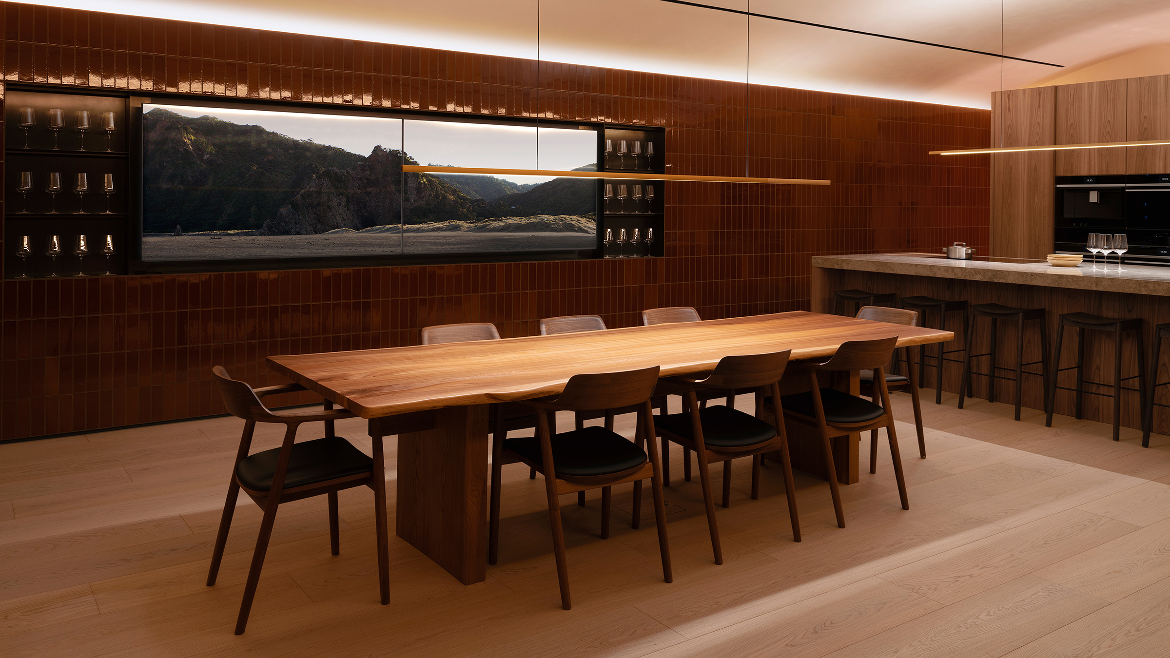 View into the Arclinea Contemporary Kitchen, showcasing both contemporary-style and integrated appliances