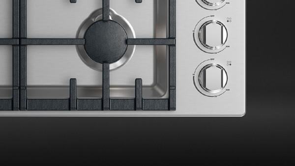 Top View of a Professional Style Gas Cooktop.