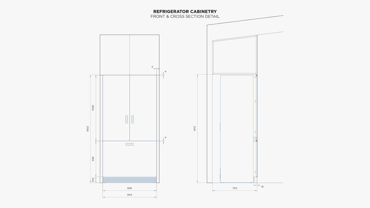 Hahei House Refrigerator Cabinetry Plan.