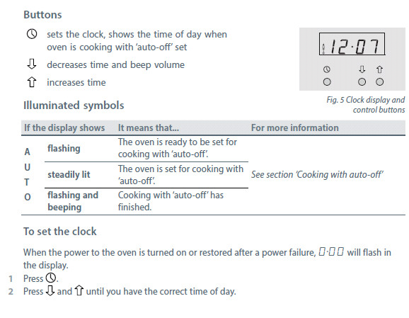 Oven Clock Instructions 1