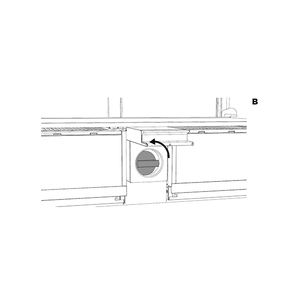 diagram showing the water filter rotated counterclockwise.