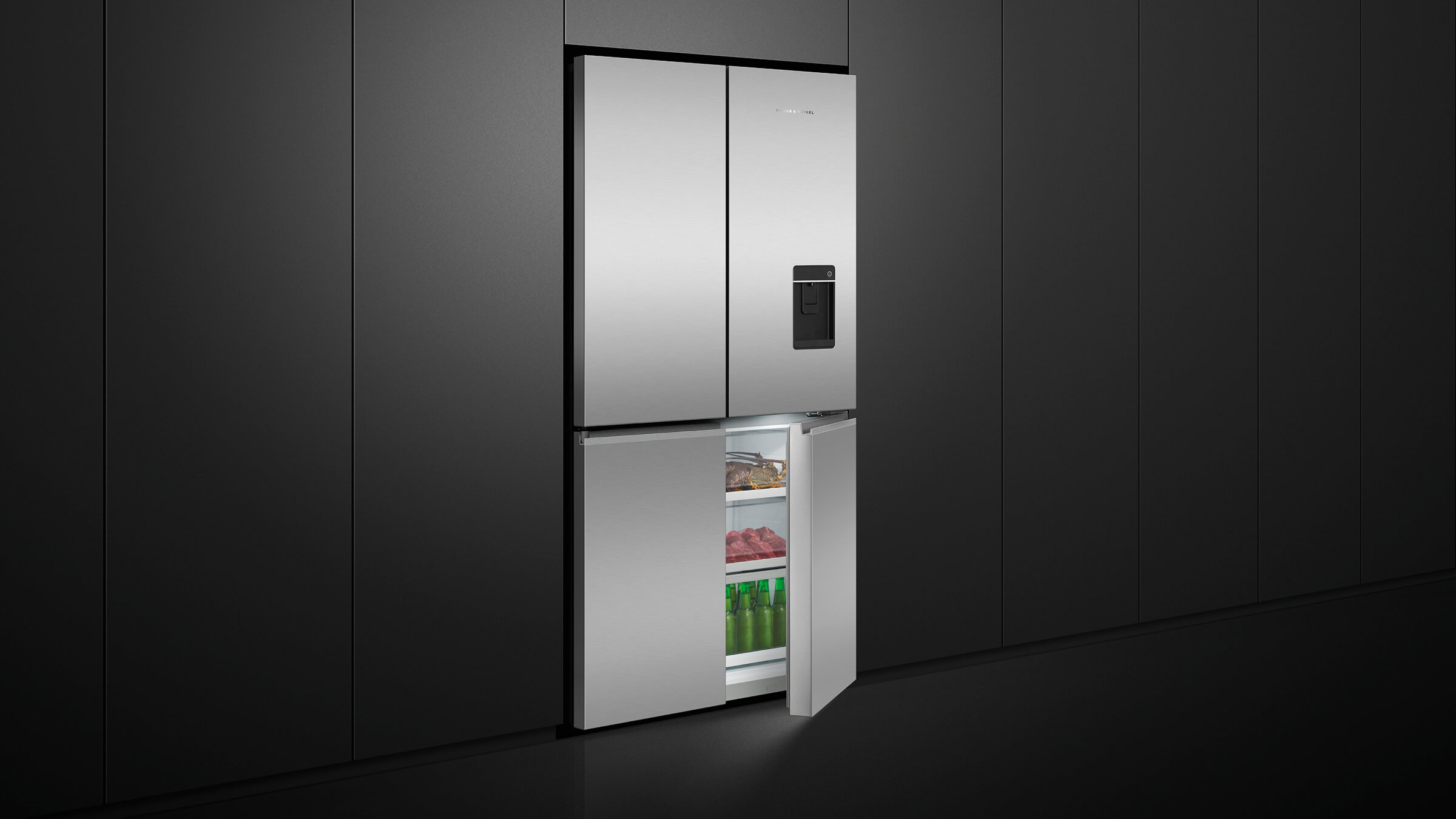 A freestanding American Style refrigerator showcase its robust construction and high-quality materials