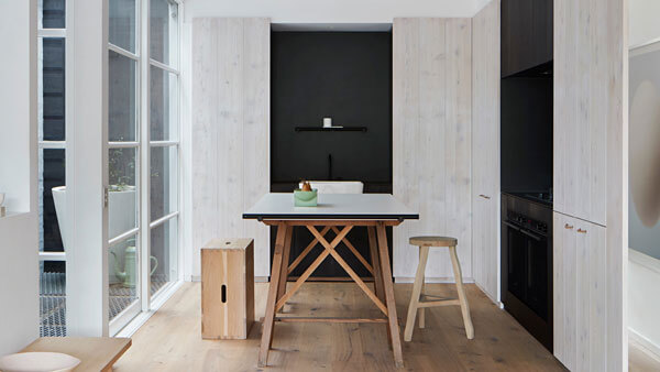 Carole Whiting's Monochromatic Apartment Kitchen.