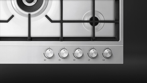 Top View of a Stainless Steel Contemporary Style Gas Hob.