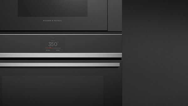 Front View of a Black Contemporary Style Microwave Oven.