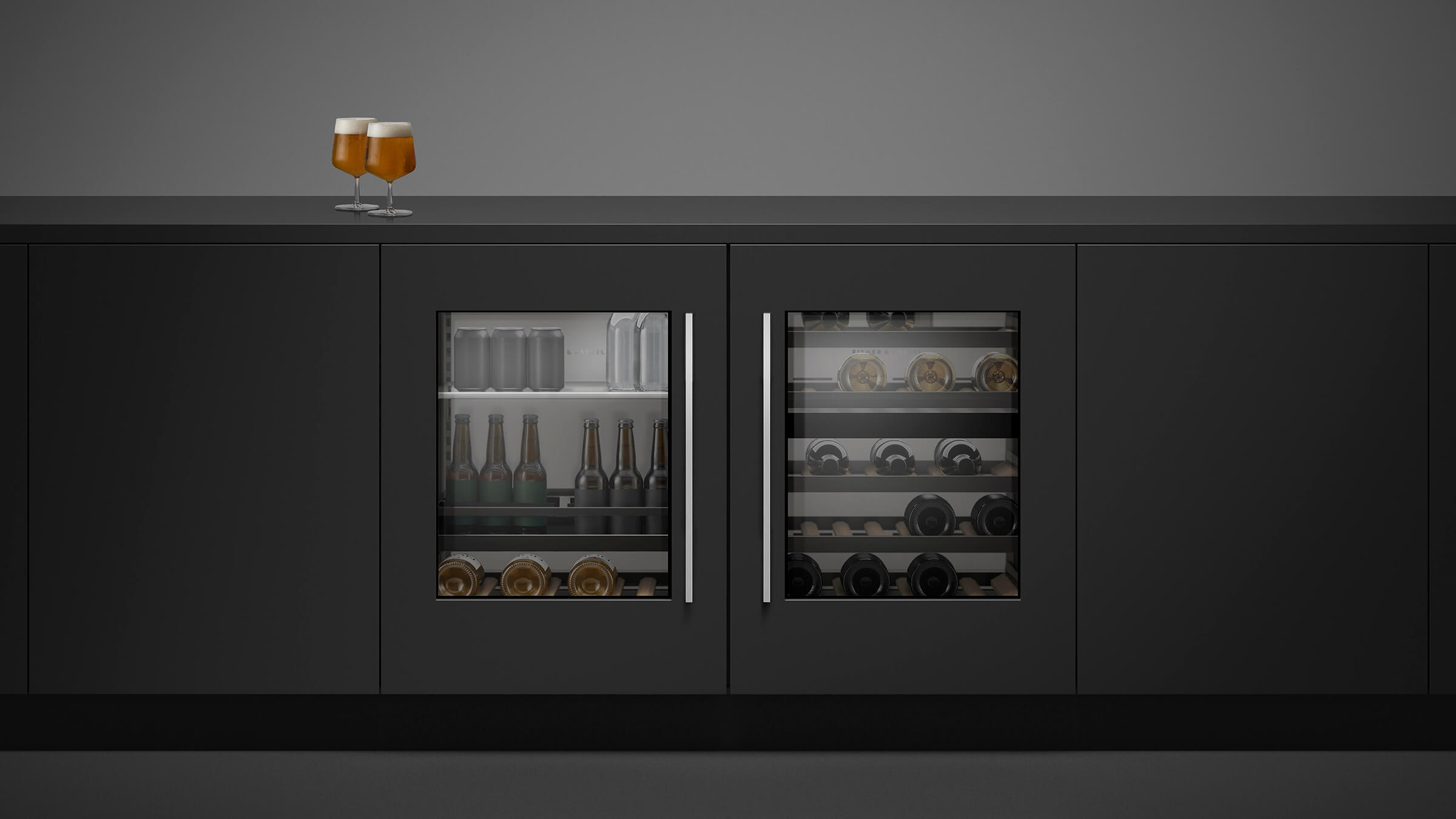 Panel-ready wine column integrated into custom cabinetry