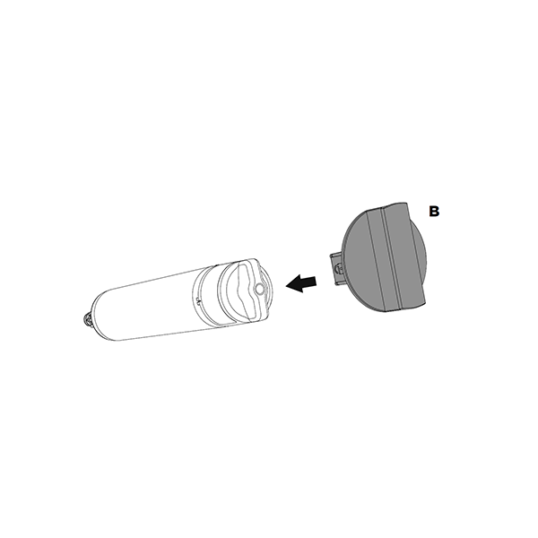 diagram showing a water filter with tool being attached.