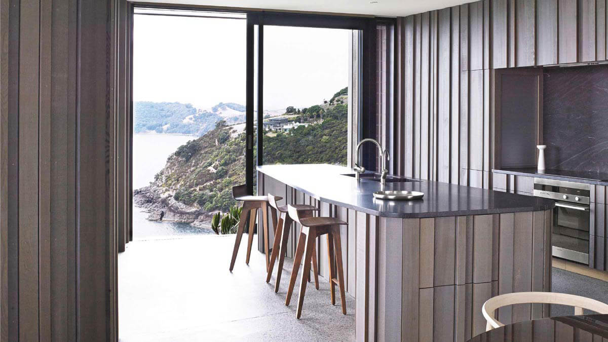 Headland Kitchen and Bay Facing Floor to Ceiling Windows.