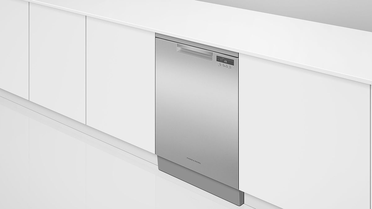 Freestanding bottom freezer refrigerator in a contemporary kitchen setting