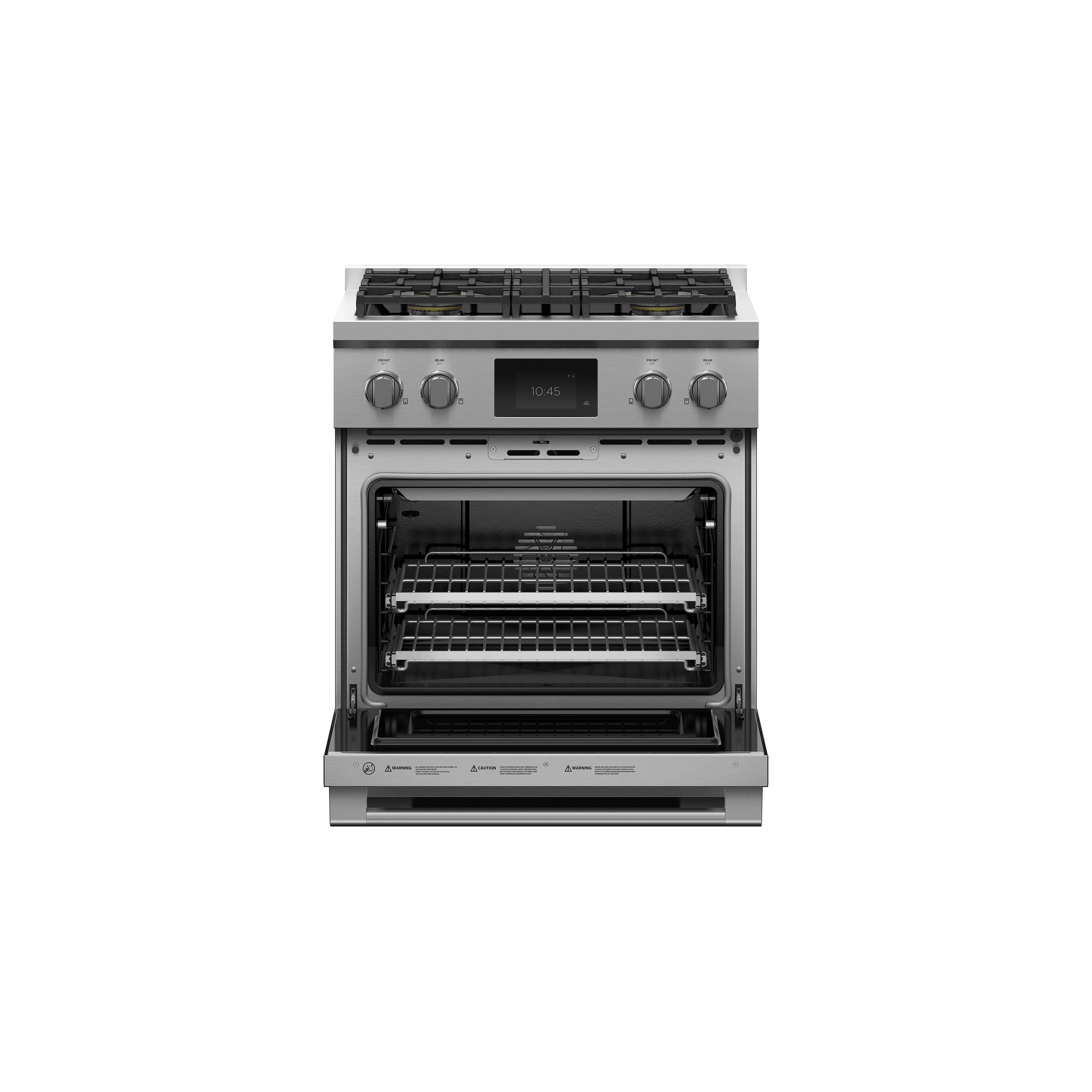 Fisher and Paykel Dual Fuel Range, 30", 4 Burners, Self-cleaning, LPG