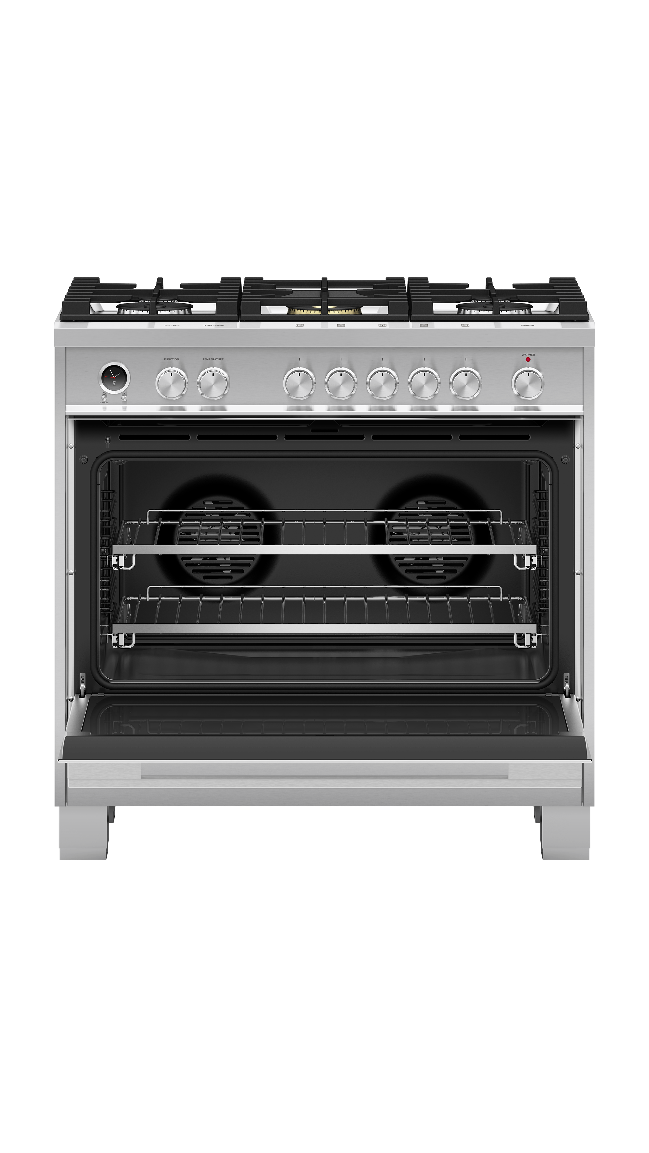 Fisher and Paykel Dual Fuel Range, 36", 5 Burners, Self-cleaning