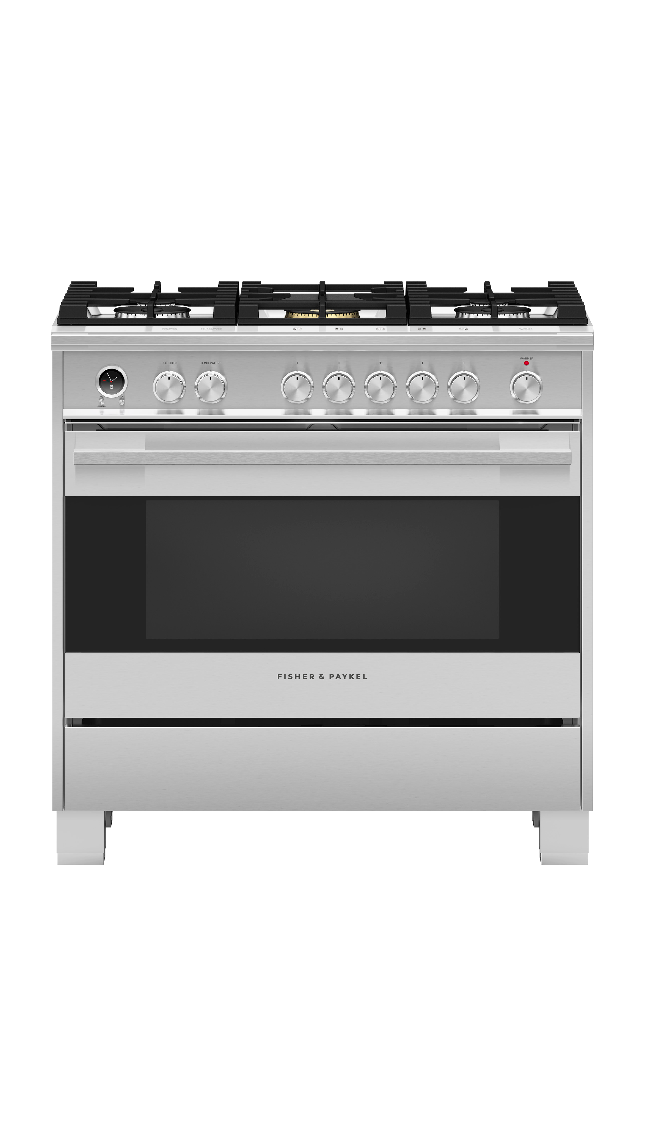 Fisher and Paykel Dual Fuel Range, 36", 5 Burners, Self-cleaning