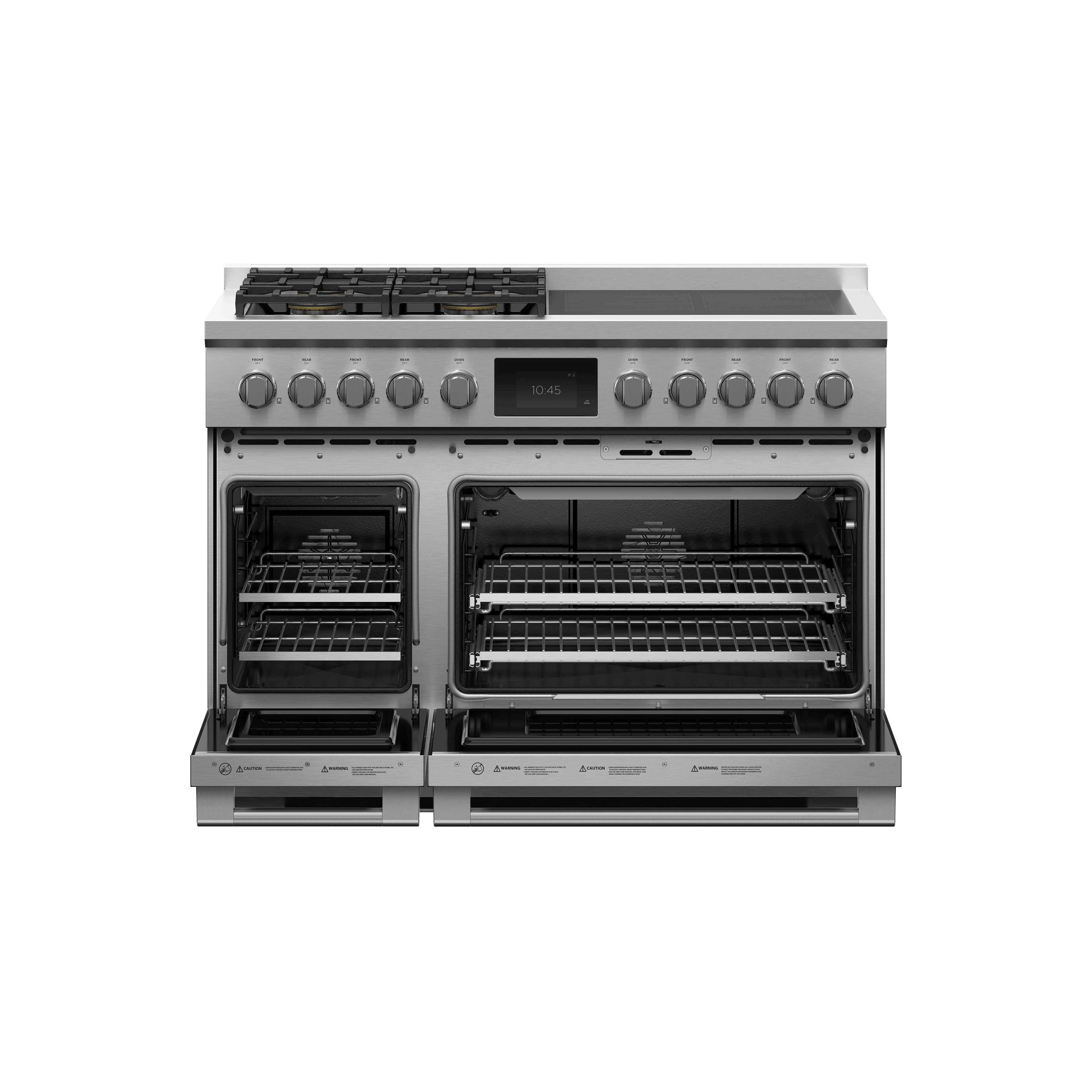 Fisher and Paykel Dual Fuel Range, 48", 4 Burners, 4 Induction Zones, Self-cleaning, LPG