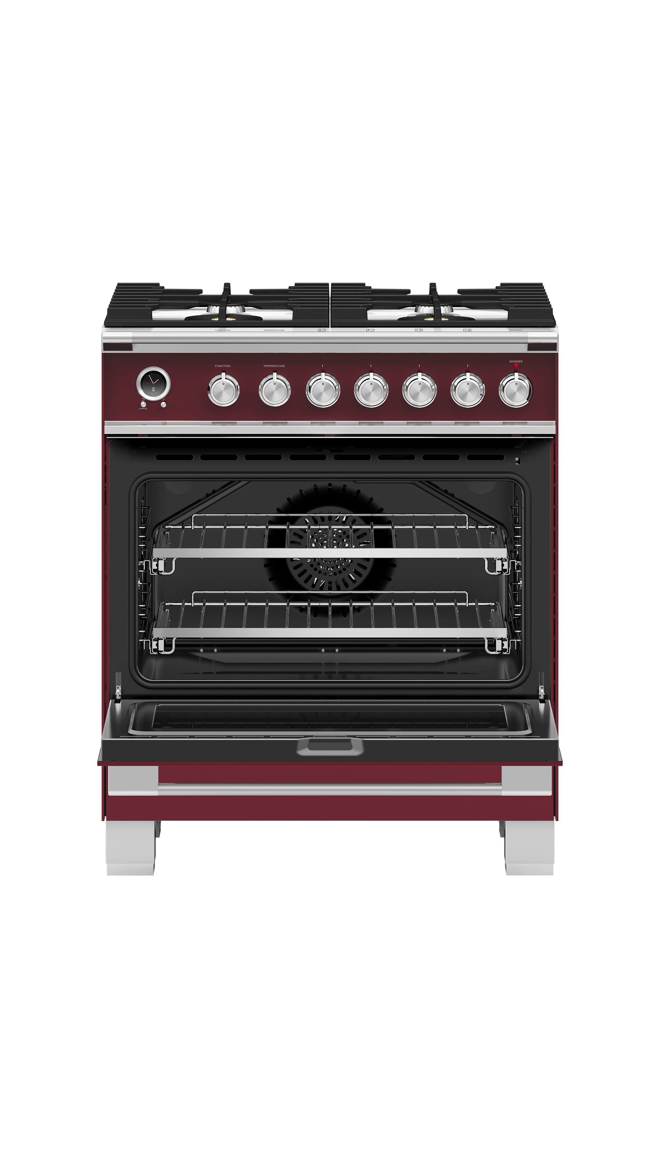 Fisher and Paykel Dual Fuel Range, 30", 4 Burners, Self-cleaning
